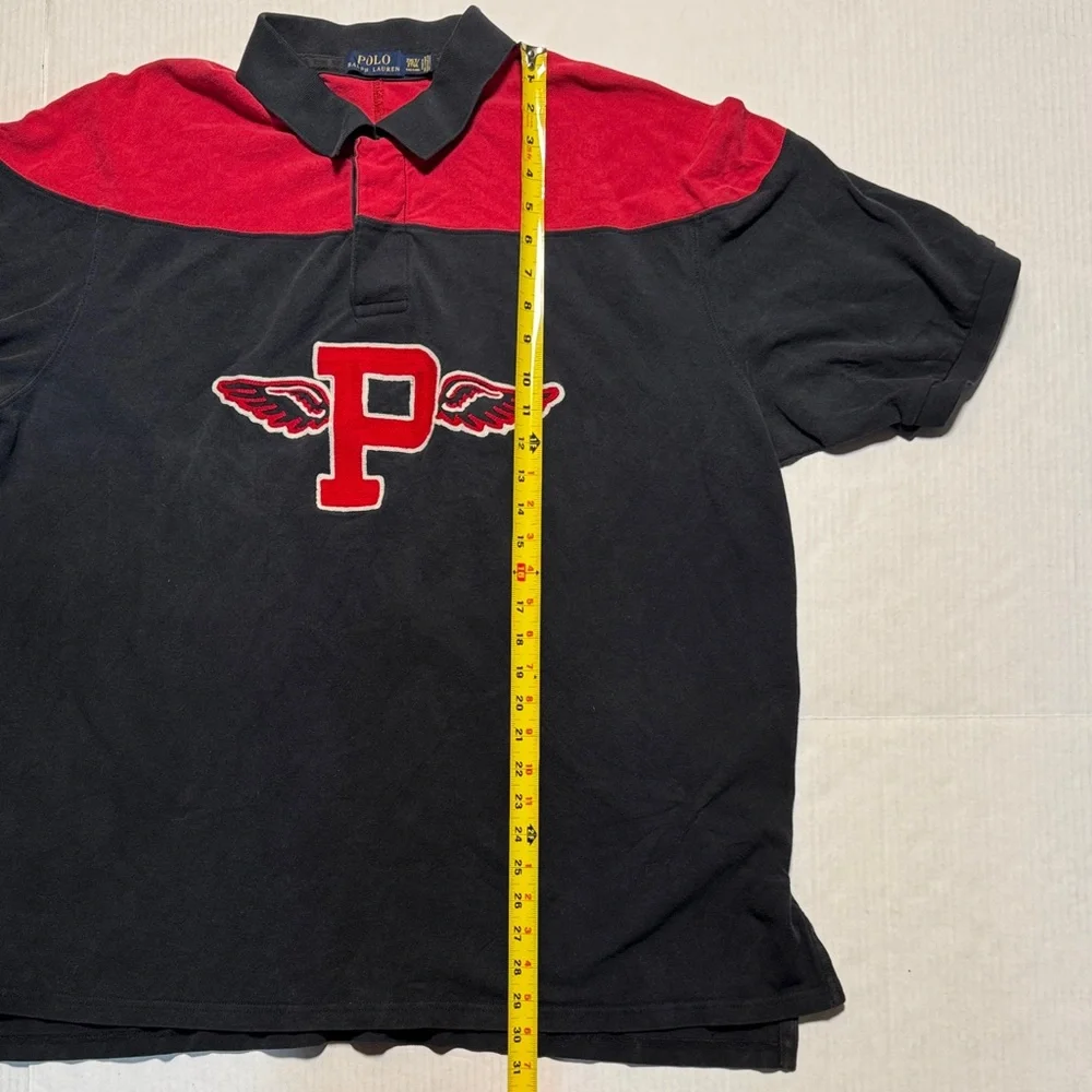 POLO Ralph Lauren Vintage?‎ Men's P-Wing Polo Shirt Black Red Pique Cotton 2XLT